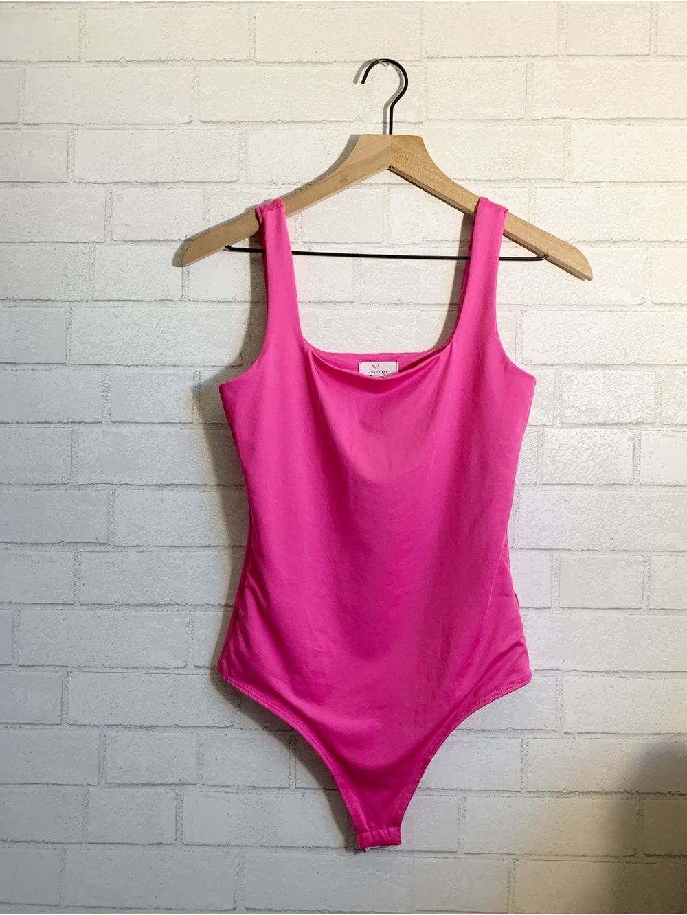 Live in the Moment Hot Fuchsia Pink Square Neckline Tank Bodysuit